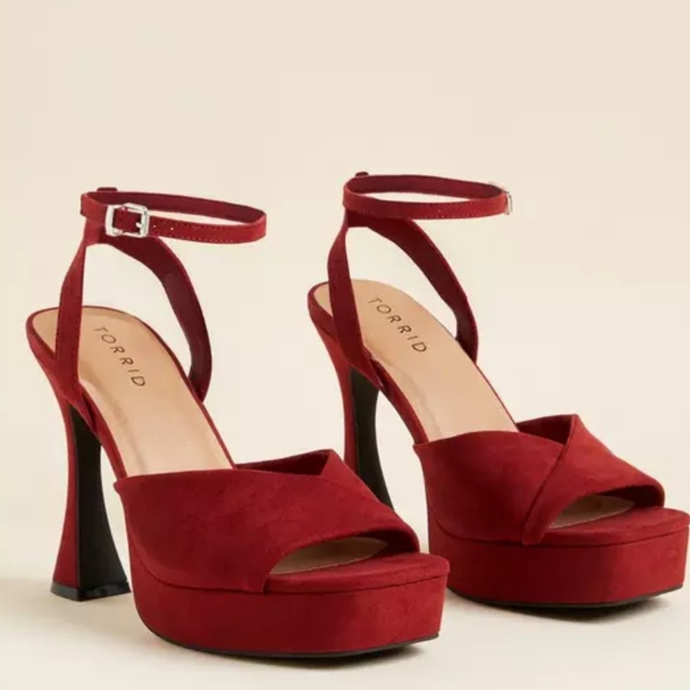 Torrid Burgundy Platform Heels with Ankle Strap